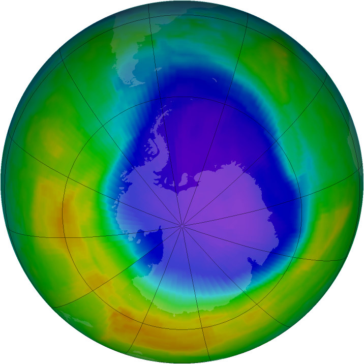Antarctic ozone map for 15 October 1997